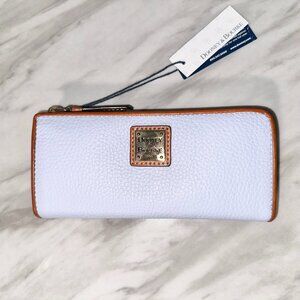 NWT Dooney & Bourke Pebble Grain Zip Around Wallet Light Blue MSRP $128